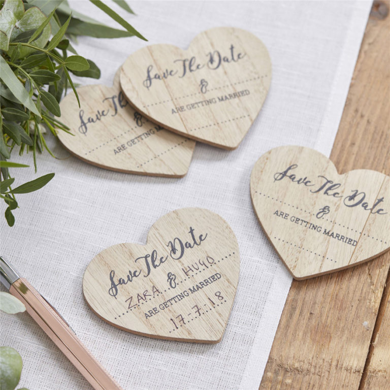 Save The Date Wooden Heart Magnets | Confetti.co.uk