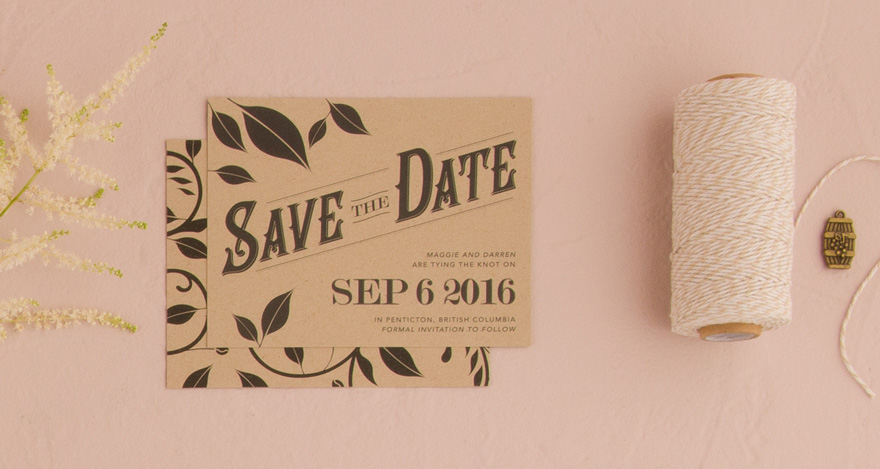 Vineyard Save The Date Card - Curling Vines and Leaves Wedding Stationery | Confetti.co.uk