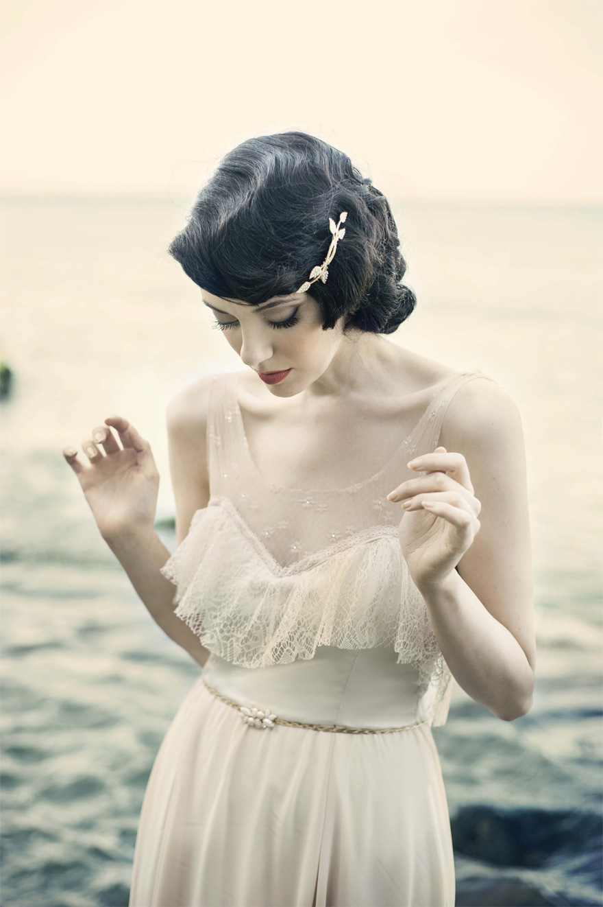 Vintage Retro Bridal Makeup Ideas - Red Lips Dark Lashes - Shimka Bridal Gowns 2013 Collection | Confetti.co.uk