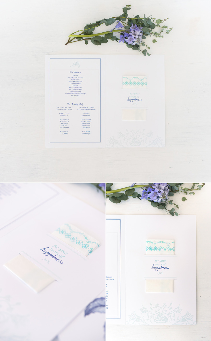 Wedding Ceemony Program with Tissues For Your Tears of Happiness | Confetti.co.uk