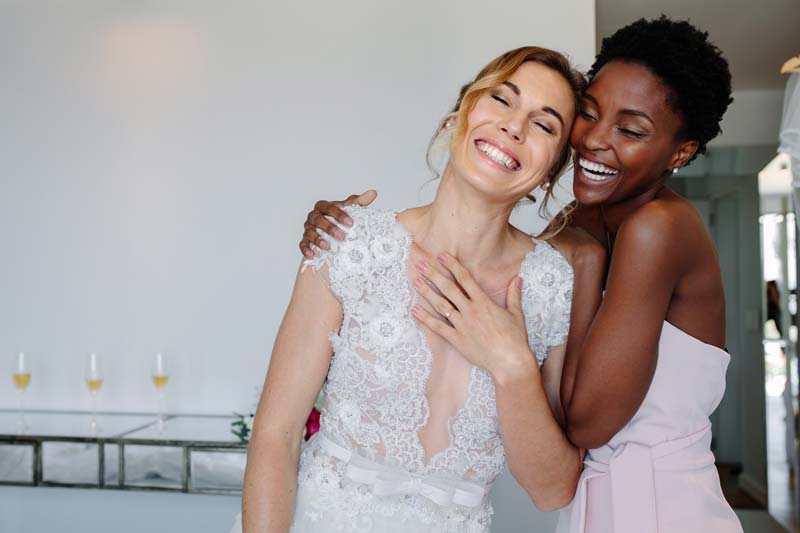 Bride with single bridesmaid