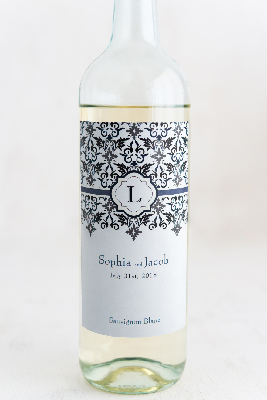 Bold and Stylish Lavish Monogram Wine Label - Classic and Elegant Wine Bottle Label | Confetti.co.uk