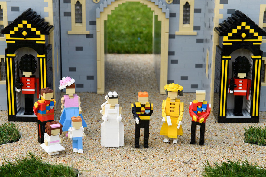 Prince Harry and Meghan Markle's LEGO Royal Wedding Model with LEGO Prince William, LEGO Kate, LEGO Princess Charlotte, LEGO Prince George, LEGO Prince Philip and the Queen Made Out of LEGO as well as LEGO Foot Guards | Confetti.co.uk