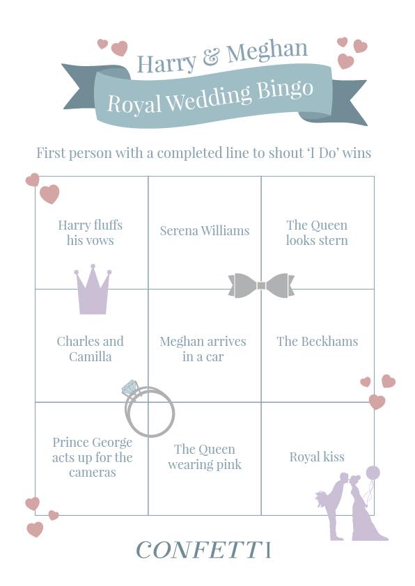 printable for royal wedding bingo