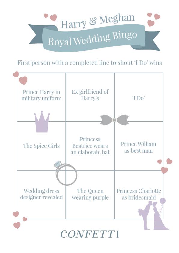 player two royal wedding bingo