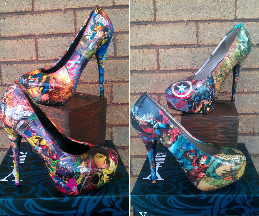 Avengers Comic Book Big Heels (Some Vintage Comics Used) by FaithisFabulous Shoes on Etsy - Avengers Comic Book Shoes and XMen Comic Book Shoes | Confetti.co.uk