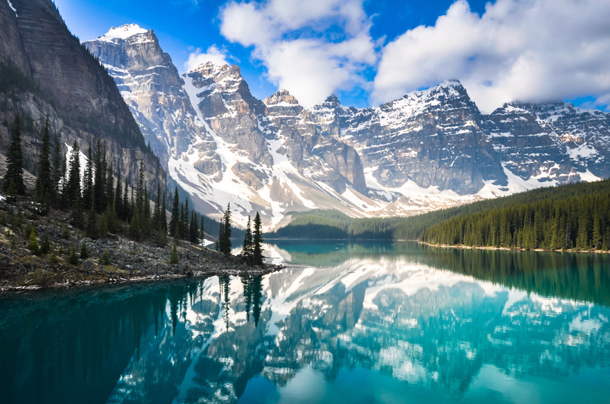 Canada Honeymoon Ideas - Moraine Lake in the Rocky Mountains in Canada by Alberto Loyo on Shutterstock | Confetti.co.uk