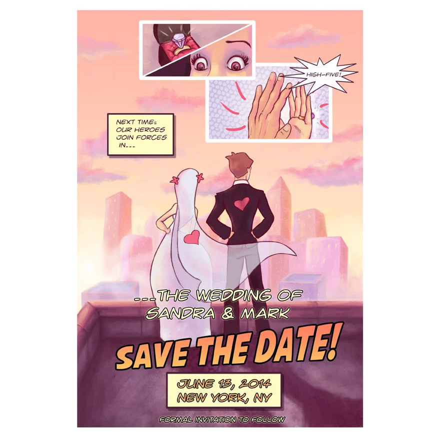 Comic Book Save the Date Digital Superhero Style Wedding by AwkwardAffections on Etsy | Confetti.co.uk