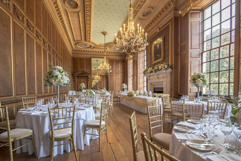 Gosfield Hall Elegant Ballroom and Lavish Dining Room with Large Windows - Beautoful Stately Home Manor House Wedding Venue | Confetti.co.uk