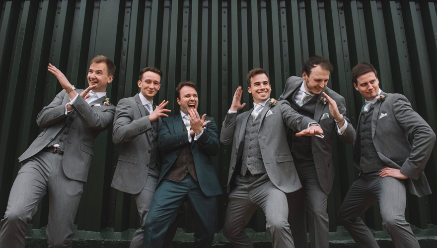 Kung Fu Fighting Groomsmen Wedding Pose by Emma-Jane Photography | Confetti.co.uk