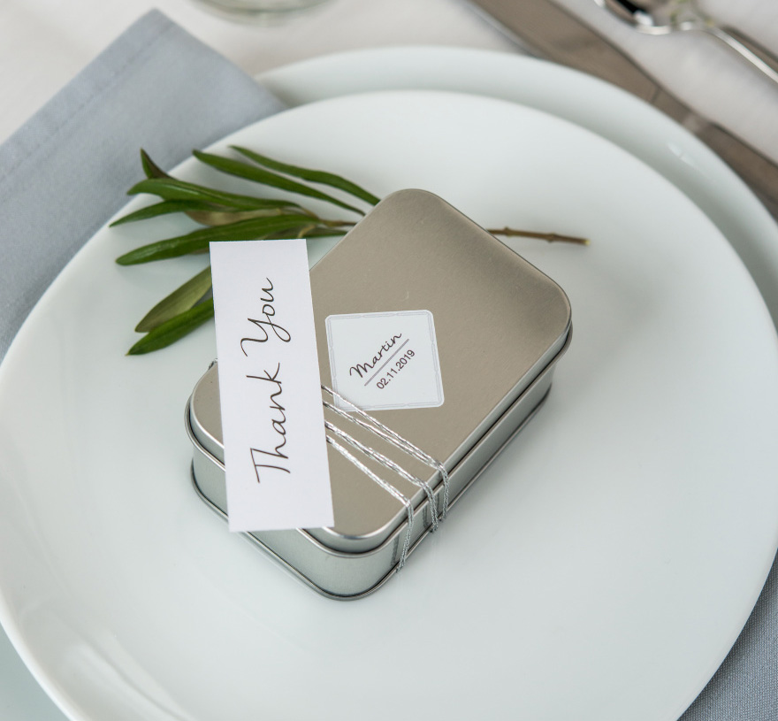 XOXO Rectangular Tin Box with Lid - Stylish Silver Favour Box | Confetti.co.uk