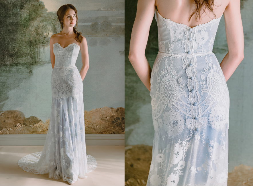 Pale blue alternative wedding dress