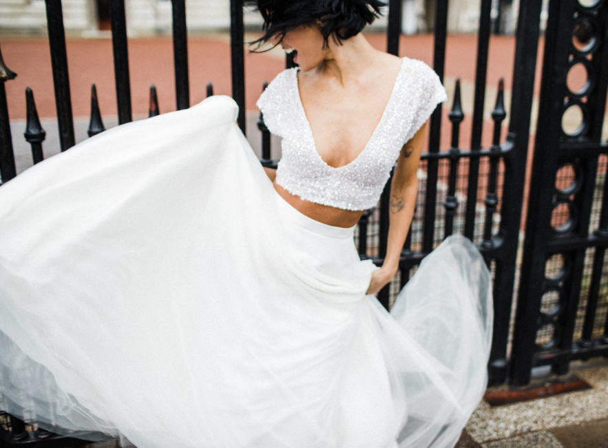 Alternative bridal top and skirt combo