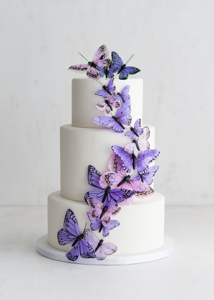 Beautiful Butterfly Cake Sets - Purple Butterflies - Butterfly Wedding Cake | Confetti.co.uk