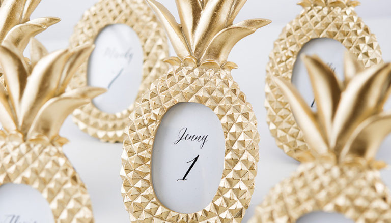 Creative Wedding Name Card Ideas - Gold Pineapple Photo Frame - Pineapple Wedding Ideas Thumbnail | Confetti.co.uk