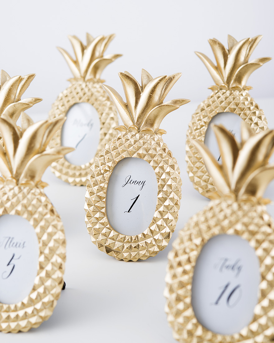 Creative Wedding Name Card Ideas - Gold Pineapple Photo Frame - Pineapple Wedding Ideas | Confetti.co.uk