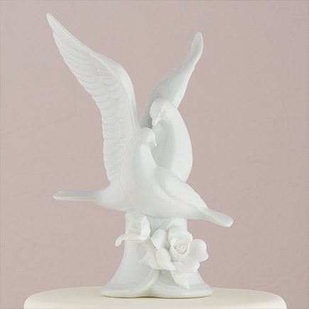 Glazed Porcelain Doves And Flower Cake Topper - Doves Wedding Cake Topper | Confetti.co.uk