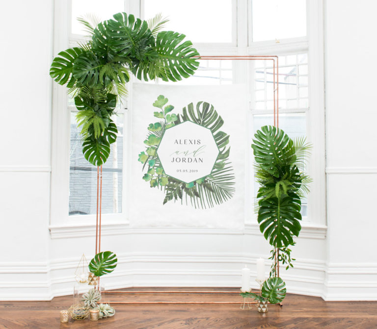 Greenery Personalised Photo Backdrop - Wedding Ceremony Decor Ideas - Green and White Wedding - Greenery and Plants Wedding Theme - Greenery Wedding Trend | Confetti.co.uk