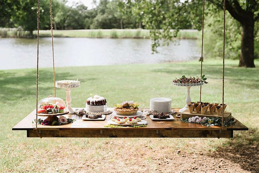 Hanging Wedding Table - Hanging Dessert Table - Wedding Dessert Table Ideas - Sweet Summer Picnic Wedding Ideas by Blair Schluter Photography | Confetti.co.uk