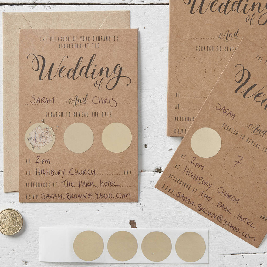 Kraft Wedding Invitations - Ginger Ray Wedding Stationery - Scratch Card Wedding Invitations | Confetti.co.uk