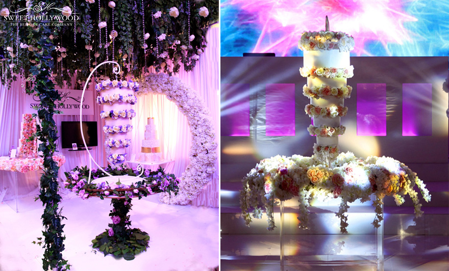 Vertigo Upside Down Chandelier Hanging Wedding Cake by Sweet Hollyood Bespoke Cake Company | Confetti.co.uk