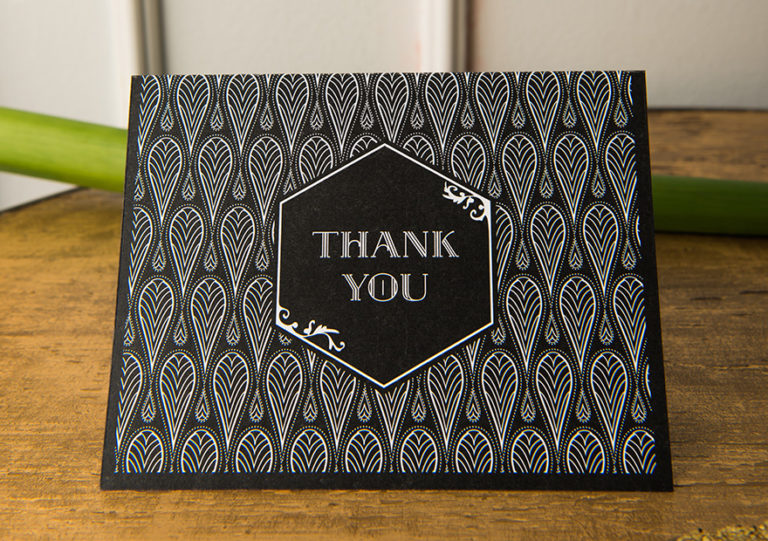 Black and Gold Opulence Art Deco Thank You Card | Confetti.co.uk