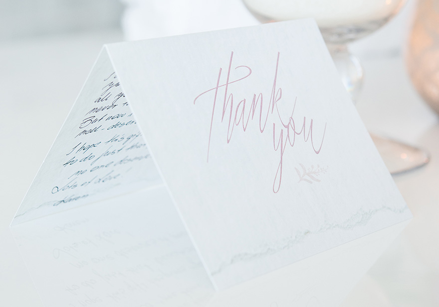 Blush Pink and White Modern Fairytale Thank You Card with Script Text | Confetti.co.uk