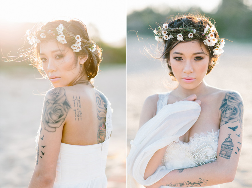 Bohemian Bride with Tattoos - Wanderlust Bridal Shoot from Fifteen Photography - Beautiful Wedding Tattoos - Bridal Tattoos - Tattoos at Weddings | Confetti.co.uk