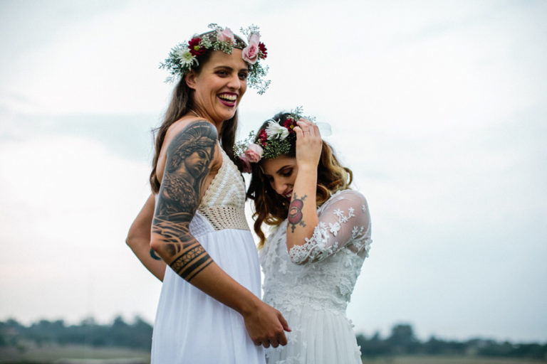 Candi and Scherren Bride and Bride Wedding by Andy and Szerdi Photography - Brides with Tattoos | Confetti.co.uk