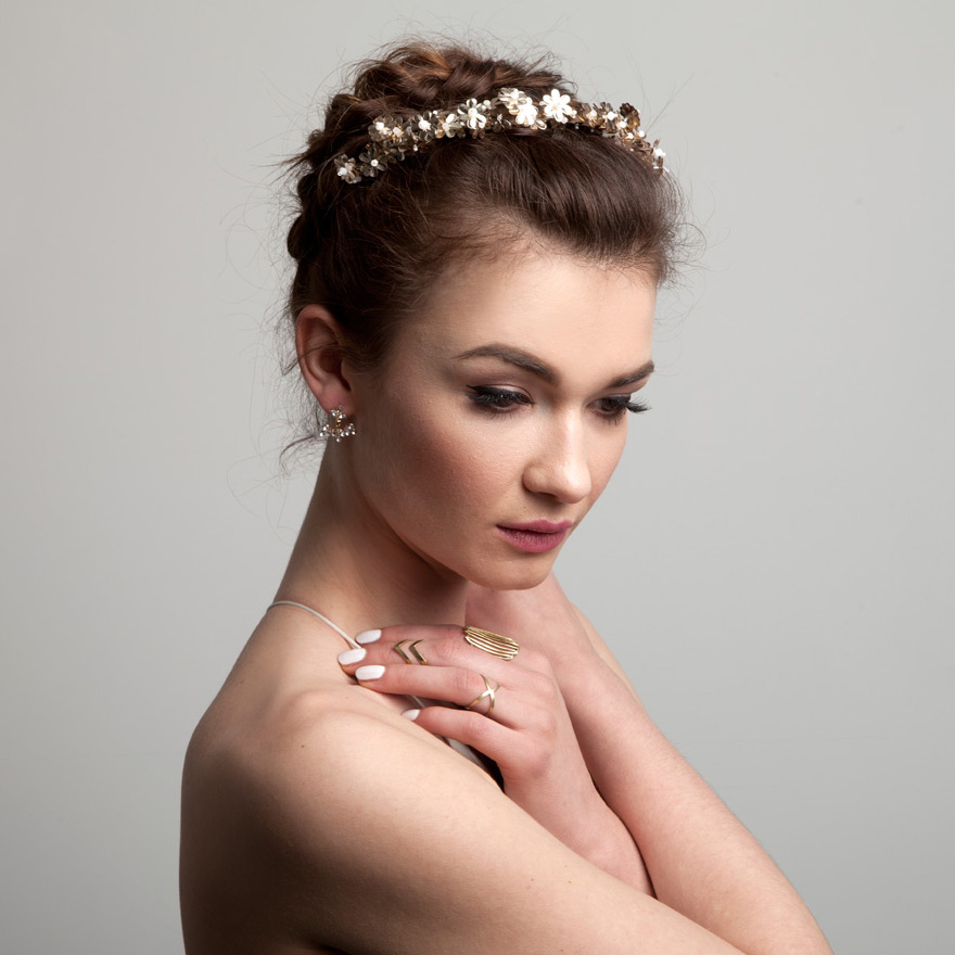 Cosmos Band by AM Faulkner - Hand Embellished Floral Wedding Tiara with Sequins, Beads, and Stones | Confetti.co.uk