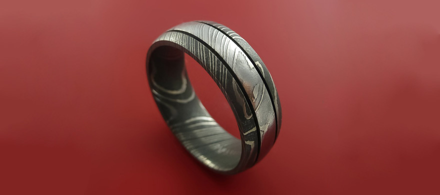 Men's Wedding Rings - Damascus Steel Men's Wedding Bands - Damascus Steel Ring Wedding Band  by Stonebrook Jewellery | Confetti.co.uk