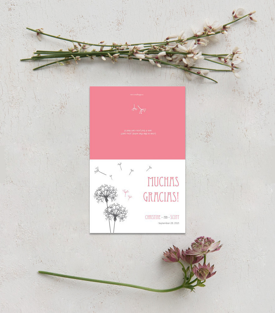 Pretty Wedding Thank You Cards - Dandelion Wishes Thank You Card - Cute Wedding Stationery Ideas | Confetti.co.uk