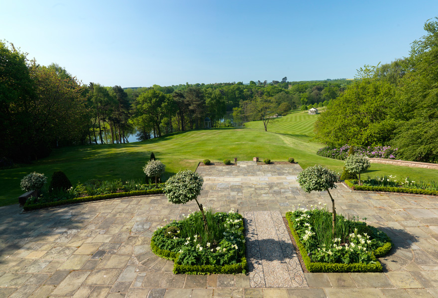 Delamere Manor Patio - View from the Patio - Delamere Manor South Facing Terrace | Confetti.co.uk