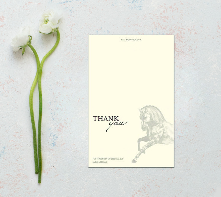 Equestrian Love Rustic Thank You Card - Horse Themed Wedding Stationery | Confetti.co.uk