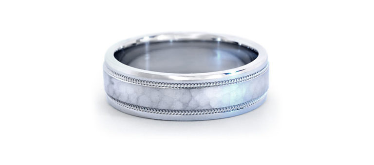 Platinum Men's Wedding Rings - Hammered Milgrain Comfort Fit Wedding Ring in Platinum by Blue Nile | Confetti.co.uk