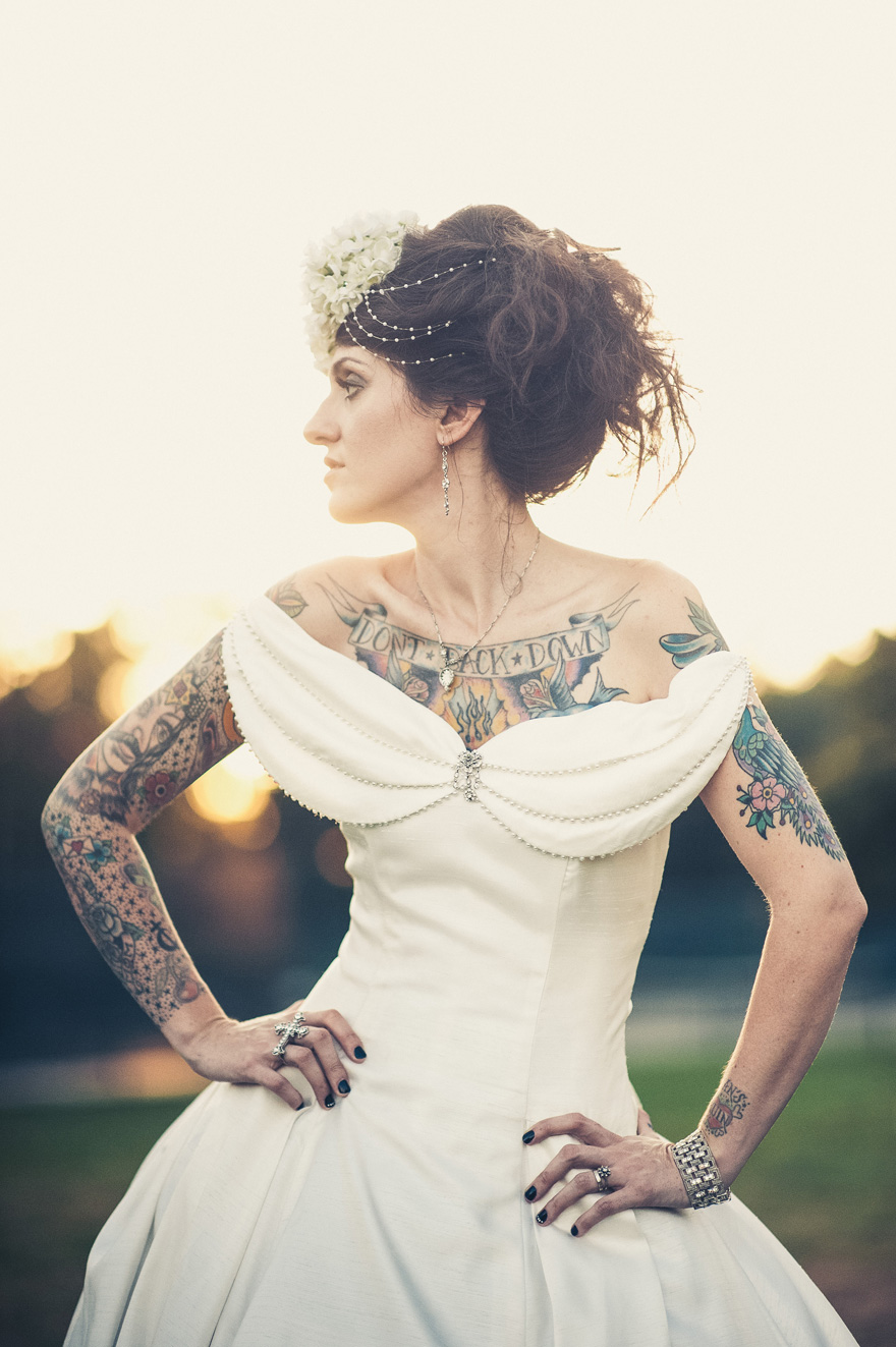 Rocker Bride with Tattoos by Mike Allebach Photographer | Confetti.co.uk