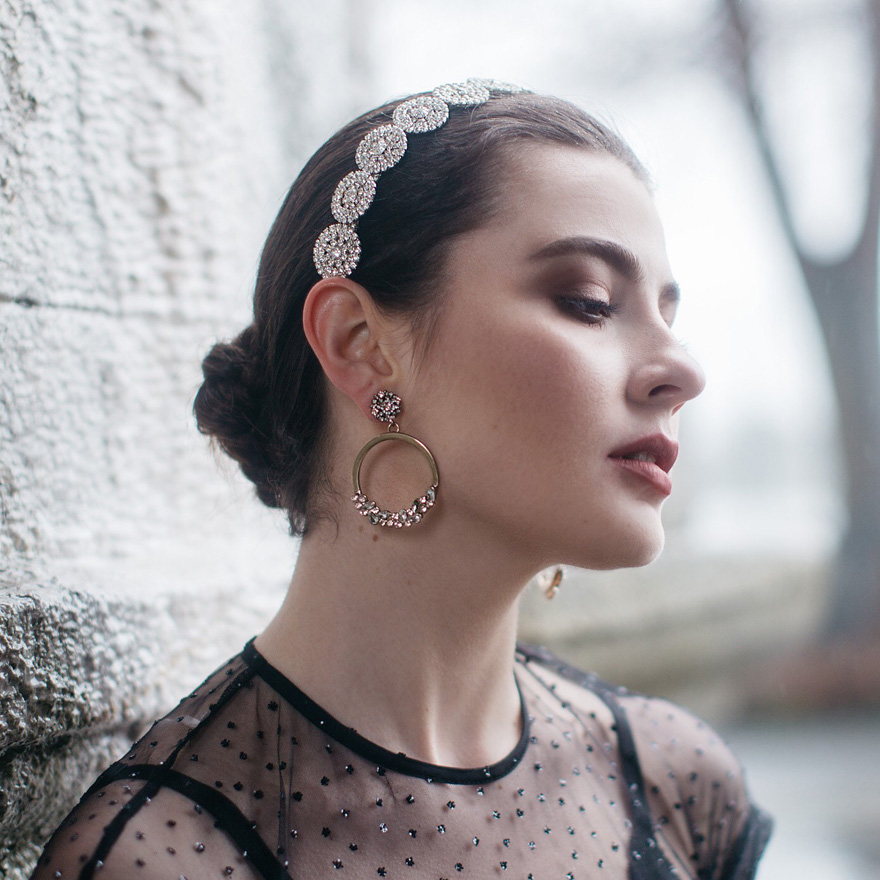 The Saunton Wedding Headband by Claire Austin England - Geometric Crystal Headband | Confetti.co.uk