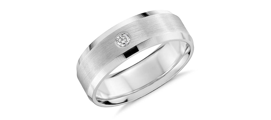 White Gold Men's Wedding Bands - Single Diamond Wedding Ring in 14k White Gold by Blue Nile | Confetti.co.uk