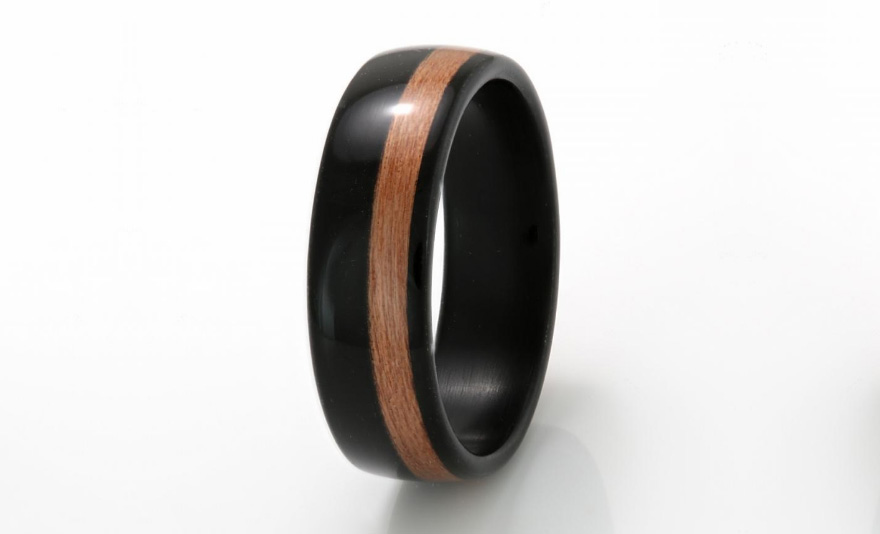 Wooden Wedding Rings - Style C518 - Ebony with Cherry Wedding Ring by Eco Wood Rings | Confetti.co.uk