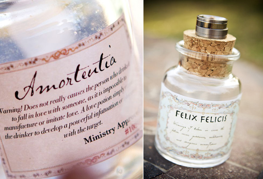 Amortentia and Felix Felicis Decor - Spectra and Sawyer's Harry Potter Inspired Wedding by Erin Johnson Photography | Confetti.co.uk