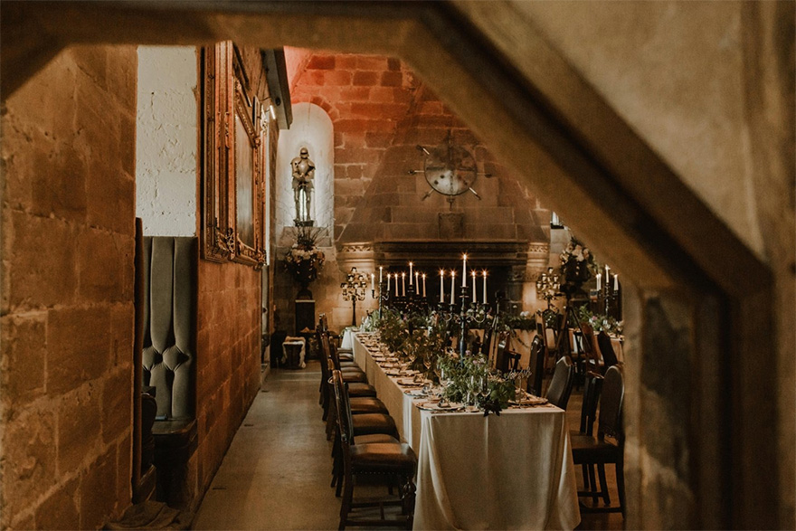 Borthwick Castle Wedding - Beautiful Castle Wedding Reception - Harry Potter Inspired Scottish Castle Wedding by The Curries Photography | Confetti.co.uk