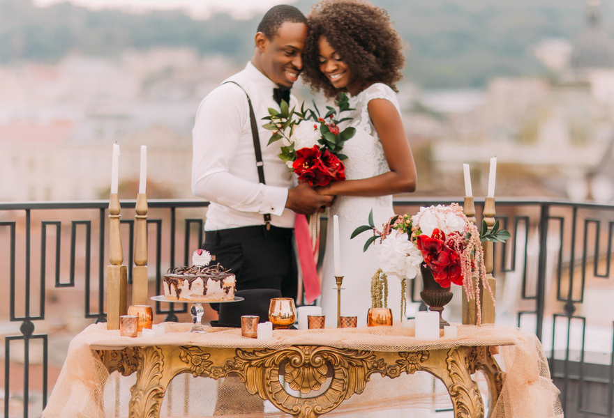 couple celebrating civil marriage