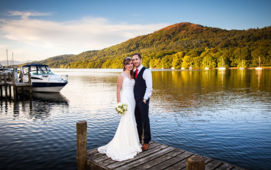 newlyweds at Lakeside hotel