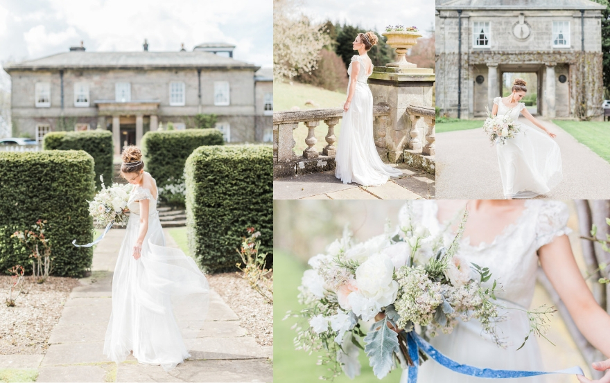 Doxford Hall bride around the grounds