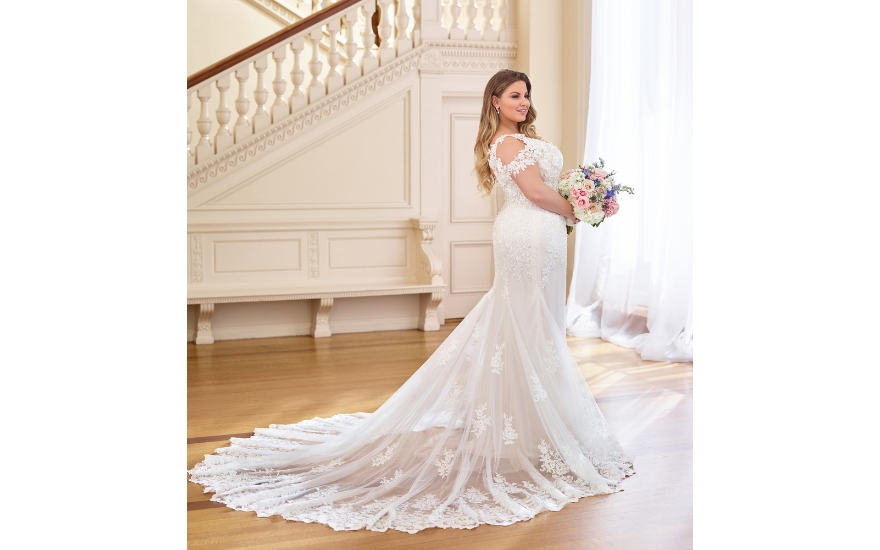 Off the shoulder lace wedding dress