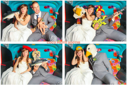 Newlyweds in photo booth