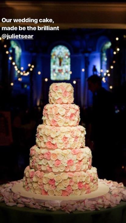 Five tier floral wedding cake