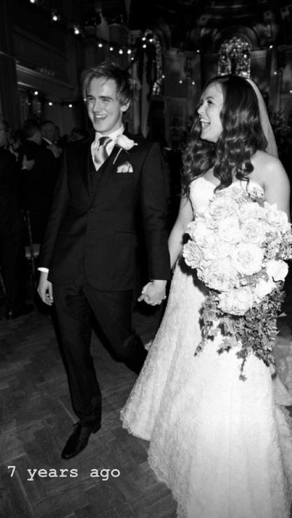 Tom and Giovanna Fletcher on their wedding day black and white with flowers 