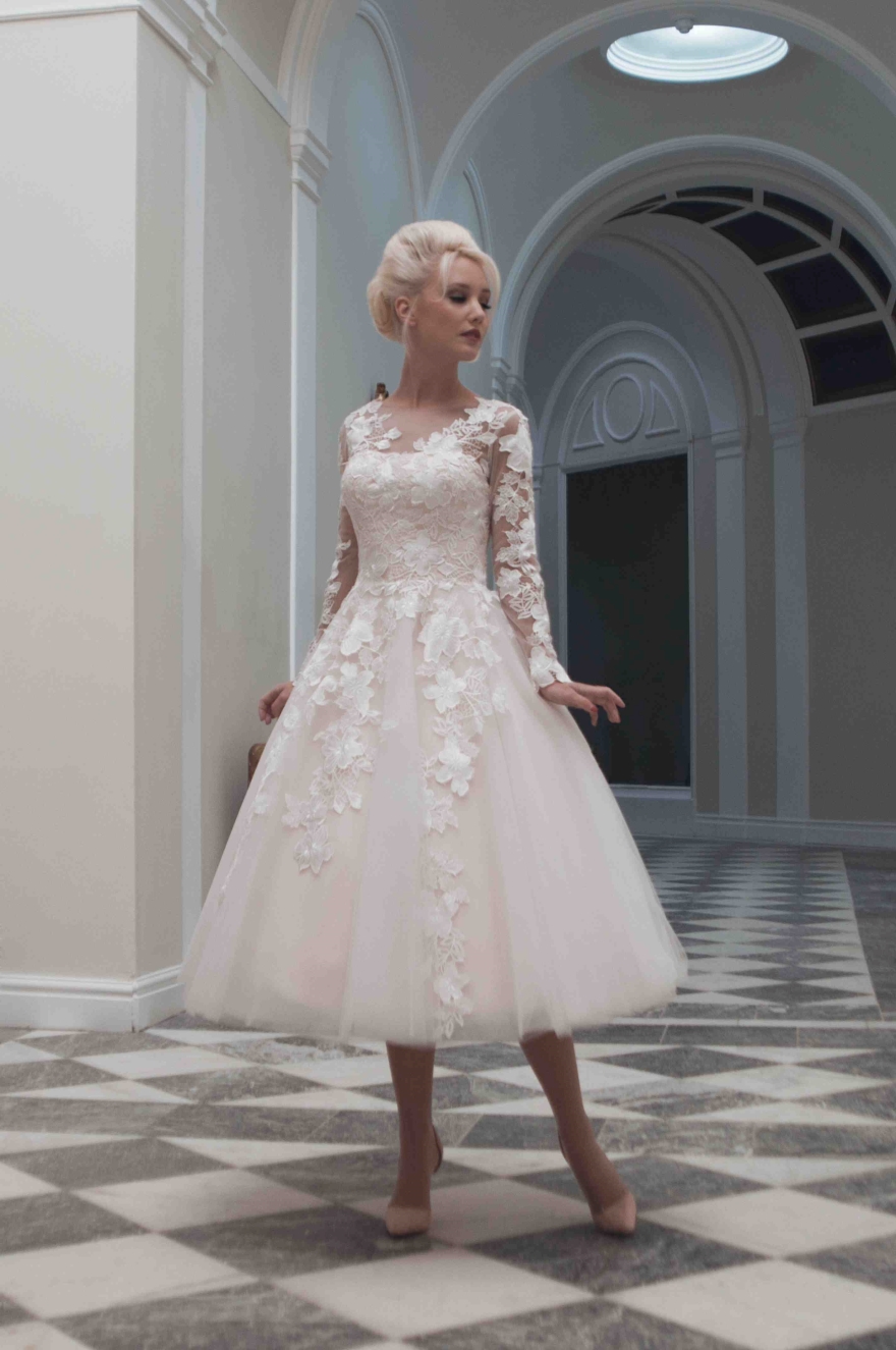 Coloured wedding dresses for the older bride best sale