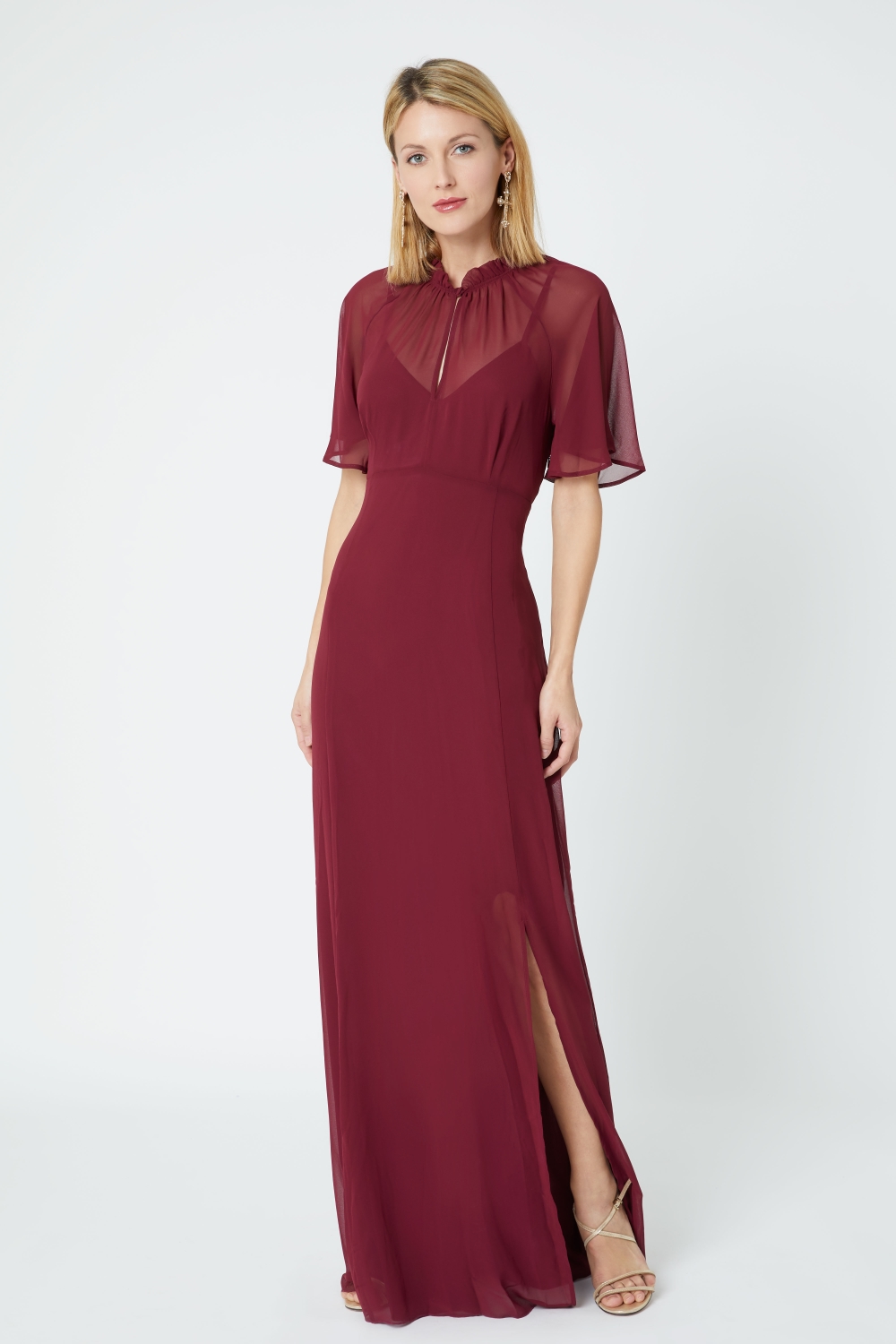 burgundy-bridesmaid-dress-with-sleeves